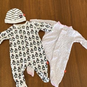 Magnetic Me 100% Cotton Footies 0-3 months with FREE Hat